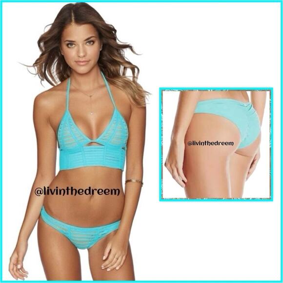 BEACH BUNNY Aqua Hard Summer Bottoms SZ L $120 - Picture 1 of 16